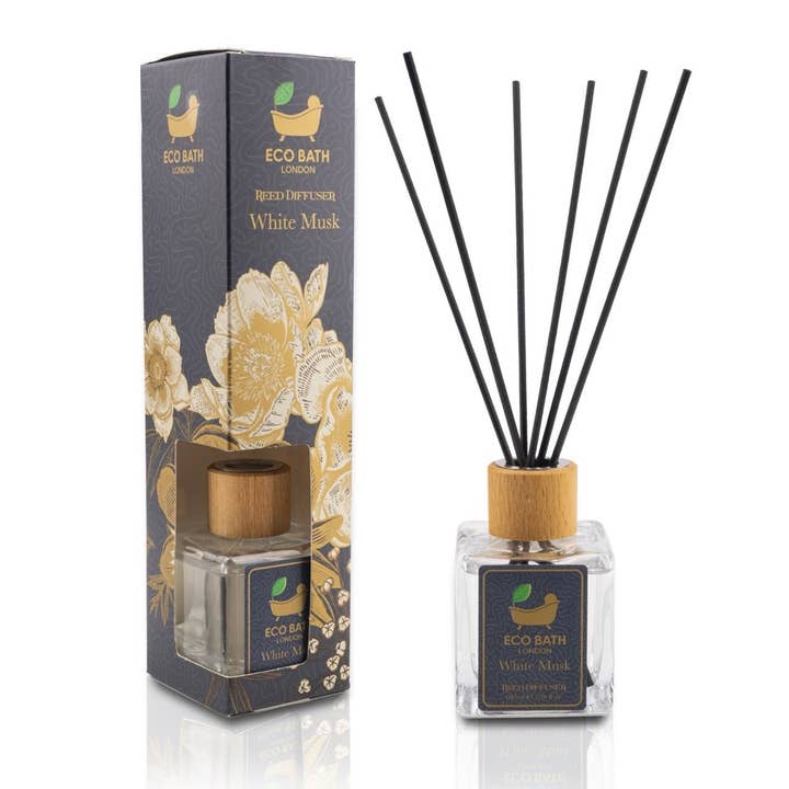 Eco Bath London White Musk Reed Diffuser - Fresh and Sweet Fruits Scented Room Diffuser with Lemon, Mandarin, Green Pear, and Bergamot, 100ml (3.38 Fl.Oz) for wholesale by Eco Bath London