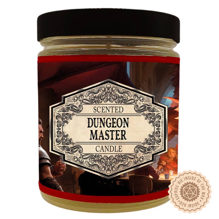 Scented Candle Dungeon Master with Surprise D20 Dice for wholesale by Fantasy-Scents
