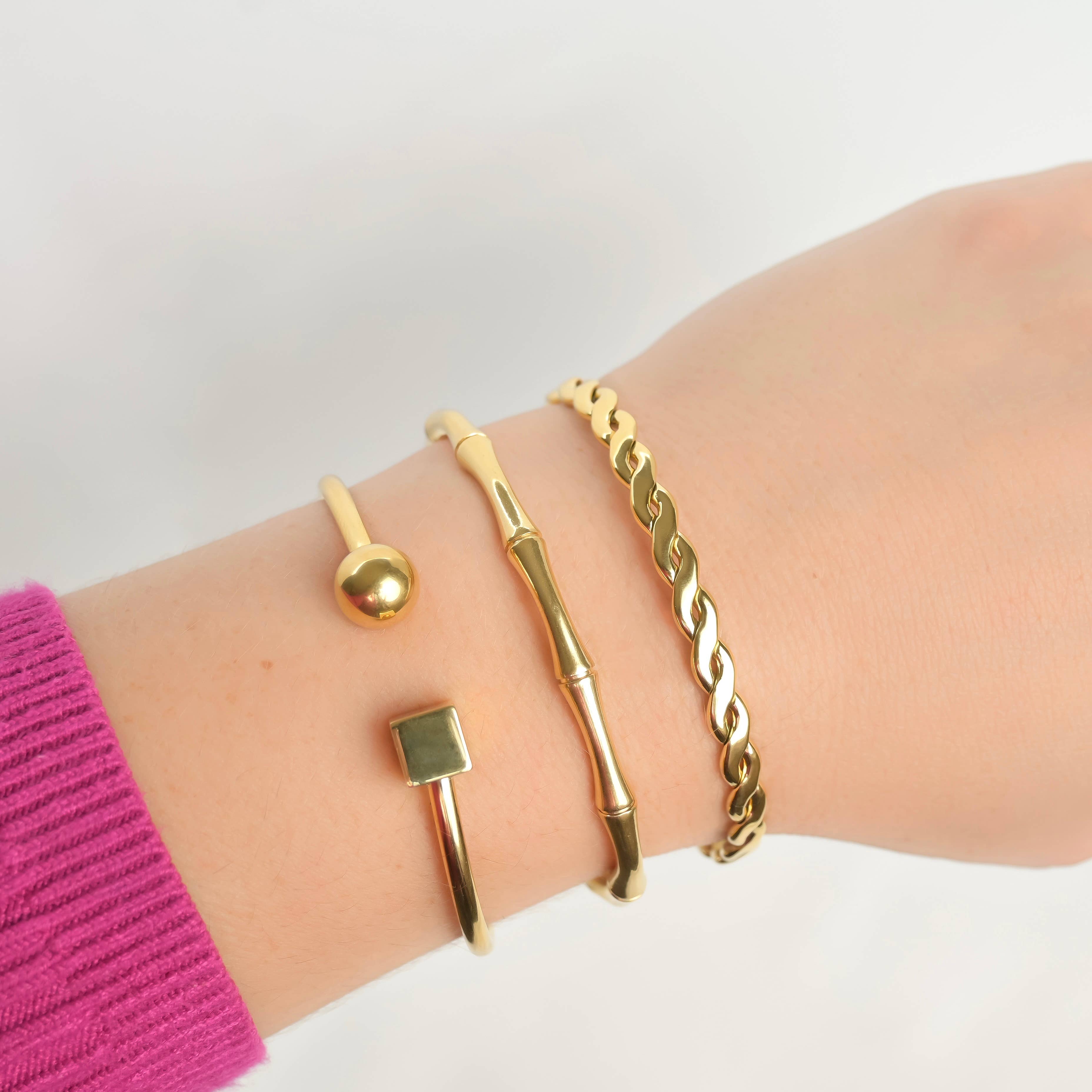 Blueyejewelry – Engroshandel Manchetarmbånd – Guldarmbånd - Vandtætte markante manchetter - Armring5