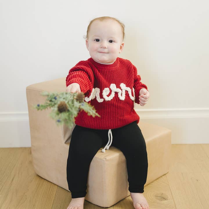 Little Joy Co. - Wholesale Knit Sweater - Kids - Merry Hand Embroidered Sweater *0-3 & 3-6 months left5