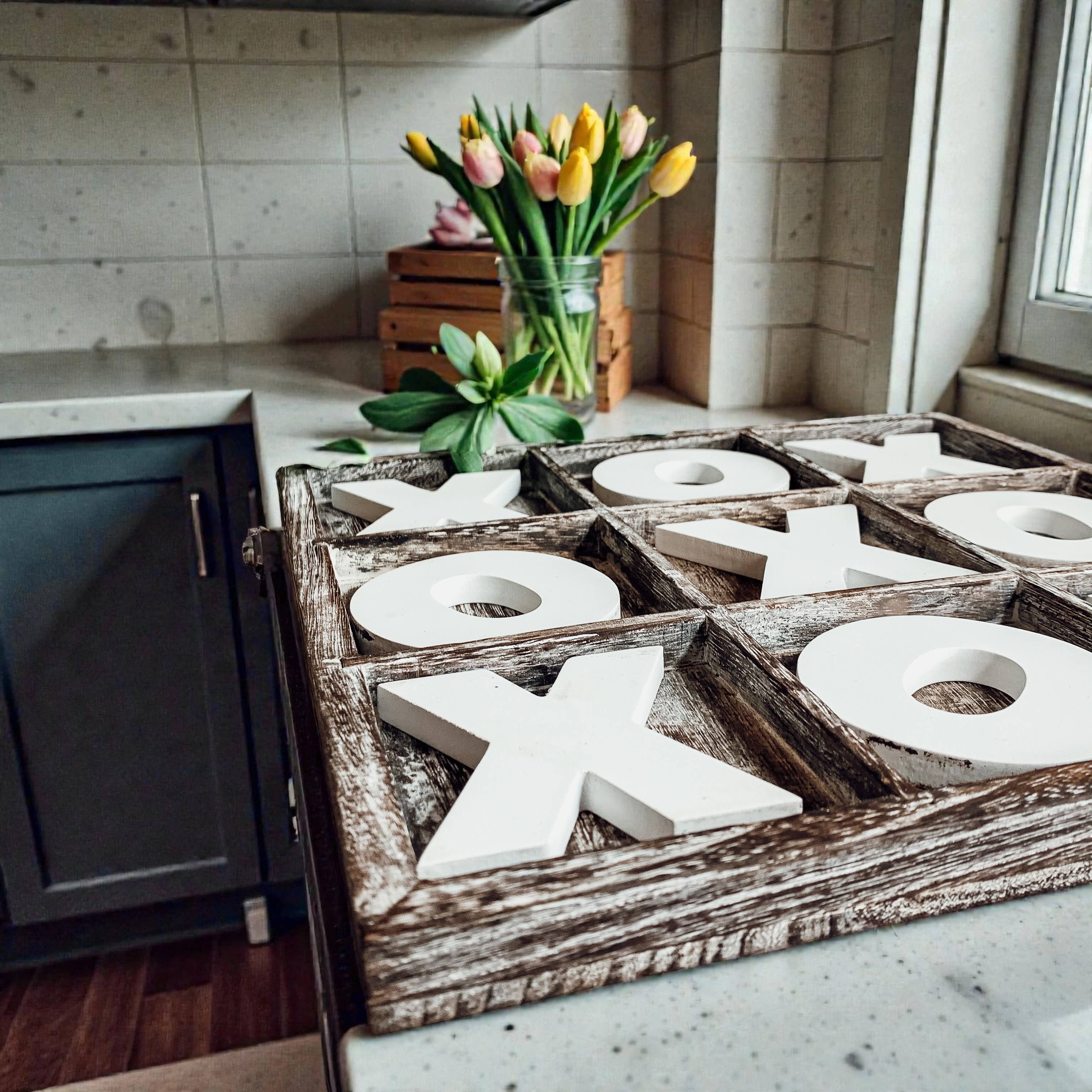 Gia Roma - Wholesale Decorative Tabletop Object - Wooden Tabletop Game + Decor, Tic Tac Toe Wood Game, Rustic38