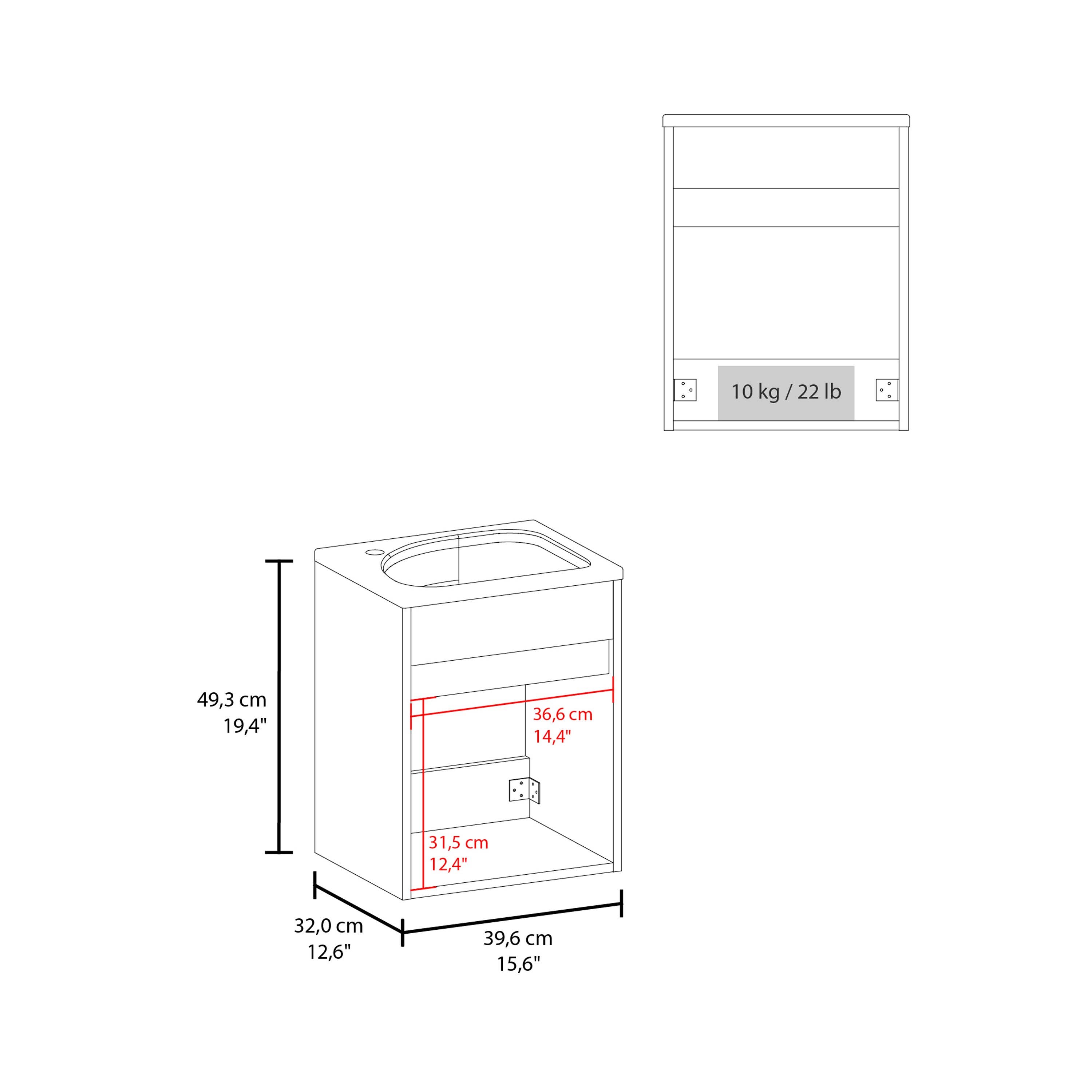 Black Furman Bathroom Vanity With Single Door And Open Shelf, Compact Freestanding Sink Base Cabinet for wholesale on Faire5