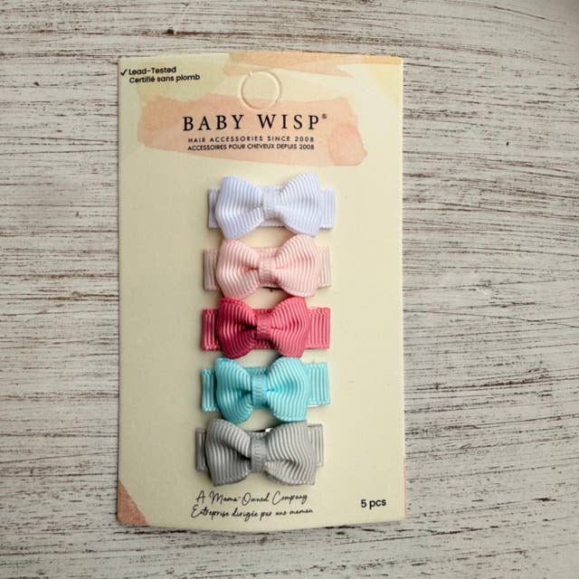 5 Tiny Tuxedo Bows on Snap Clips -PRINCESS for wholesale by Baby Wisp