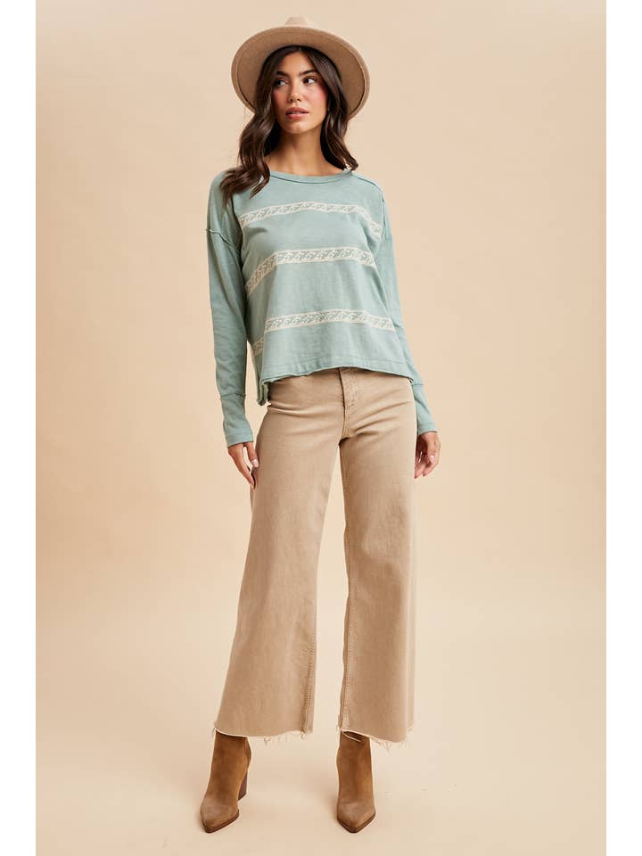 In Loom - Wholesale Blouse - Women's - FLORAL EMBROIDERY STRIPED TEE4