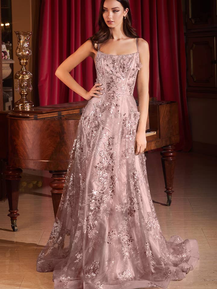 SEQUIN FLORAL PRINTED A-LINE DRESS for wholesale by Ladivine by Cinderella Divine