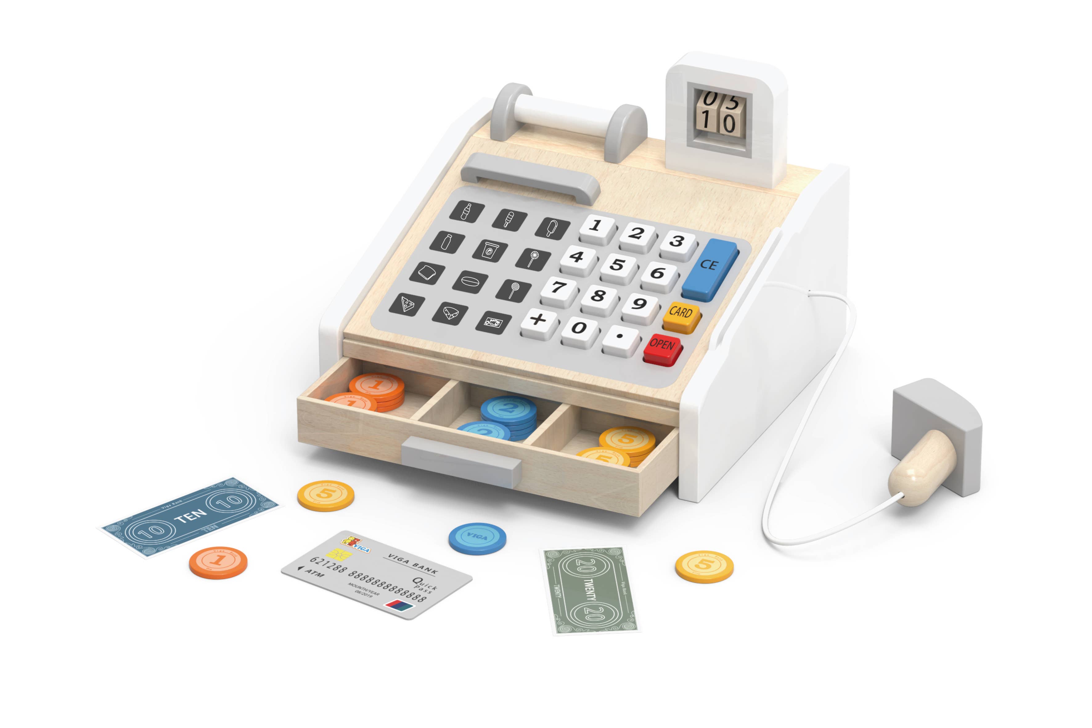 Trade Toys Limited – Großhandel Holzspielzeug – Kinder – Viga Holzkasse mit Zubehör1