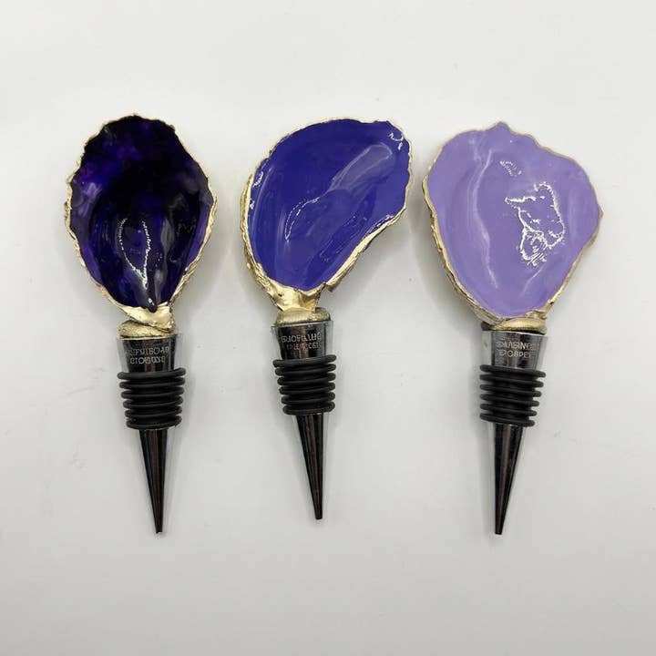 Amethyst Tones Oyster Shell Wine Stoppers for wholesale by Shell Yeah By Jaks LLC