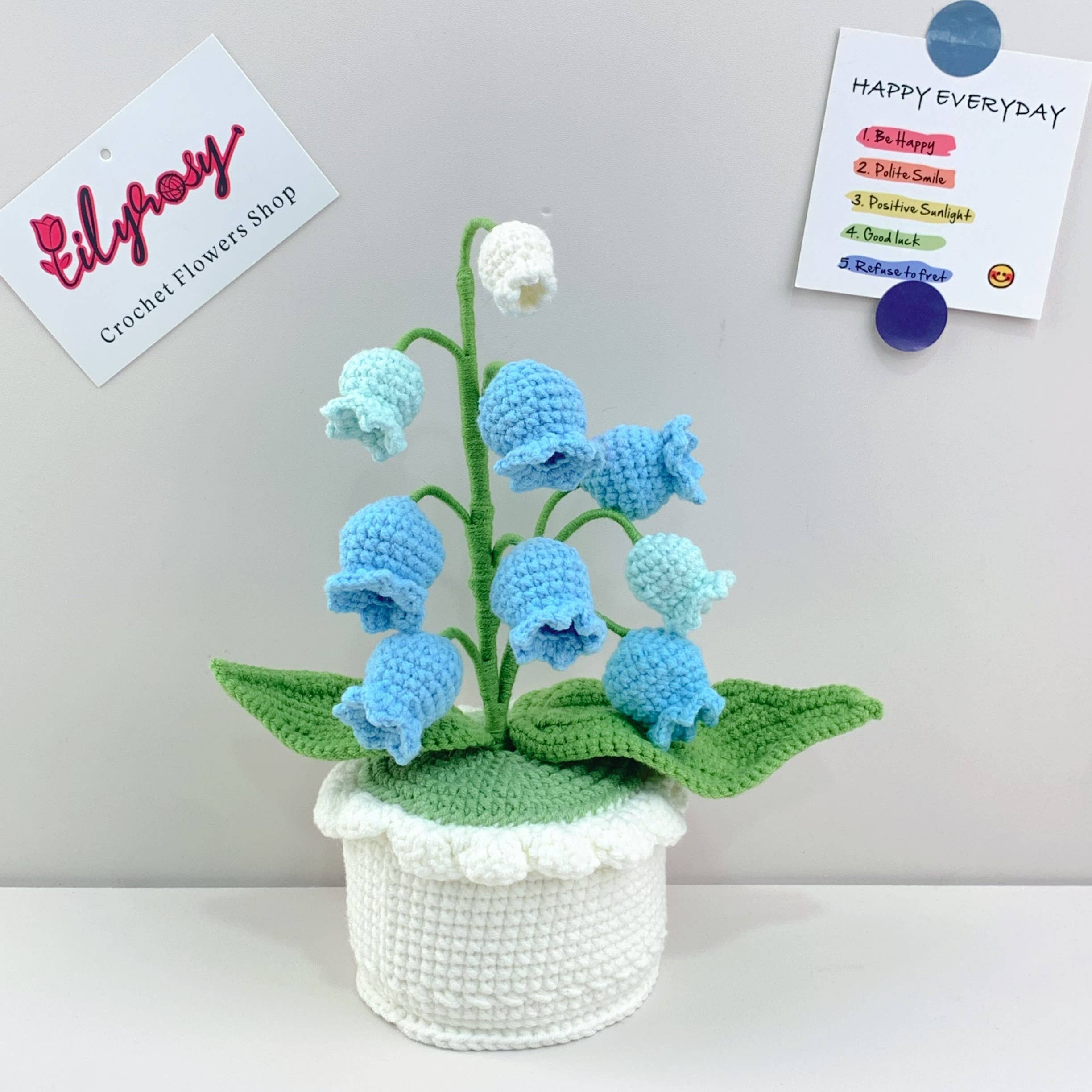 Lilyrosy（Duty free) - Vente Fleurs artificielles - Pots de fleurs au crochet Lilyrosy, décoration faite à la main2