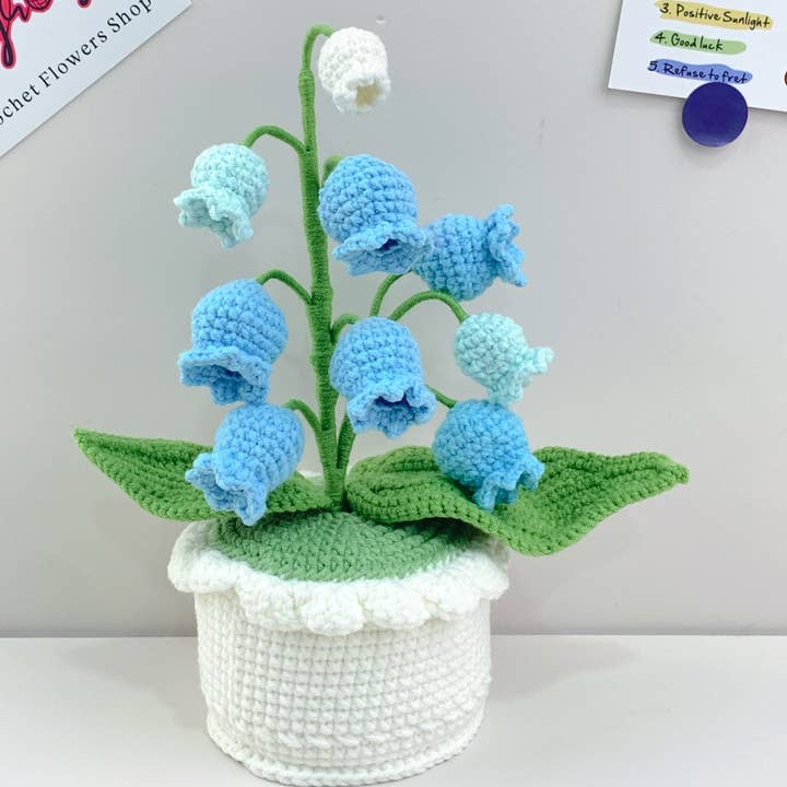 Lilyrosy(Duty free) - Vendita all'ingrosso Fiori finti - Vasi di Mughetto all'Uncinetto, Decorazione per la Casa Fatta a Mano1