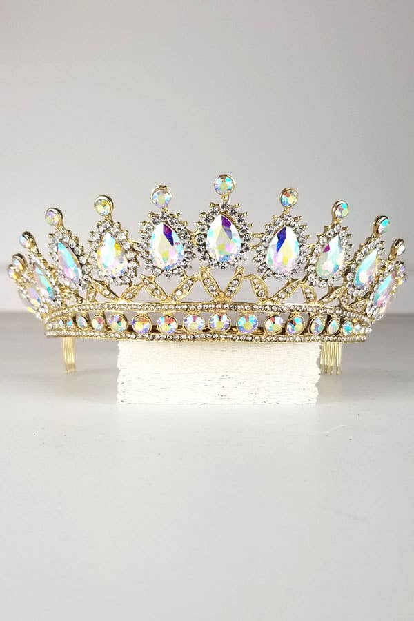 Chicas - Wholesale Tiara - Women's - One Size Fits All Metal Tiara With Jewel Rhinestones HT879-65