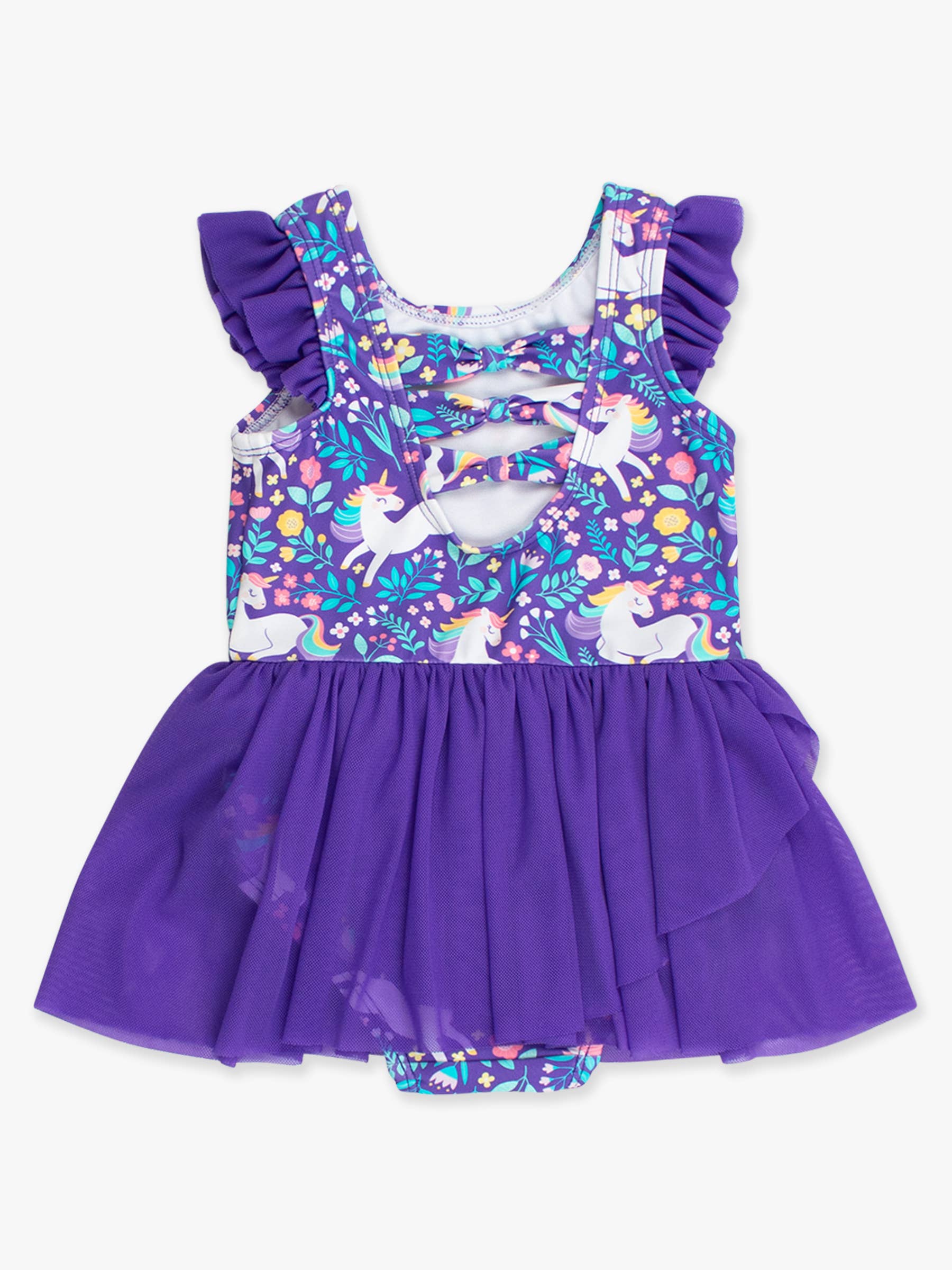 Blue Girls Unicorn Meadow Flutter Sleeve Dance & Gymnastics Leotard for wholesale on Faire8