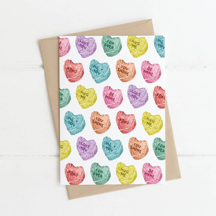 Candy Hearts | Kärlek | Valentine | Hälsningskort för wholesale av Made by a Potato