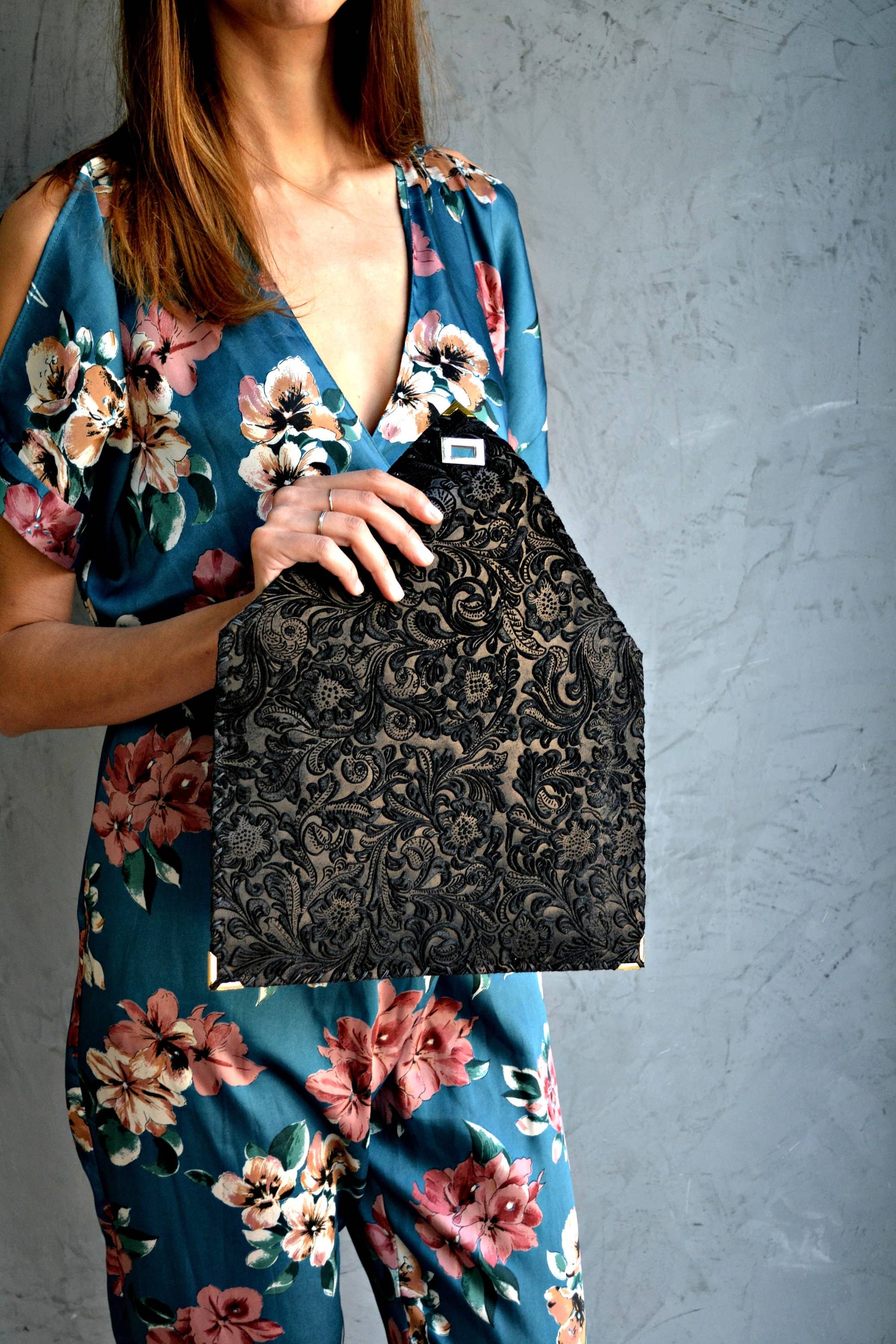 ANA KOUTSI - Wholesale Clutch Bag - Women's - 3D Black Symmetria Leather Clutch5