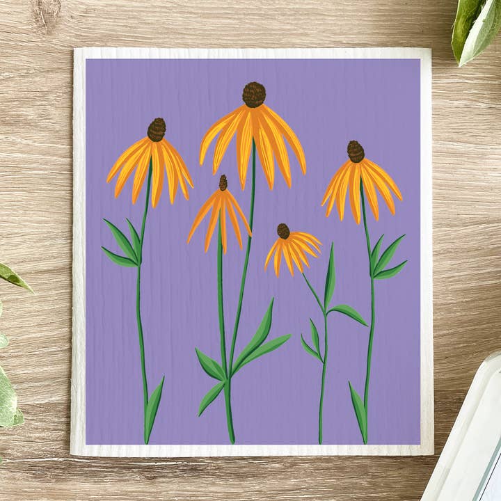 Flores Amarelas - Pano de Cozinha Sueco por atacado de Lissi Designs