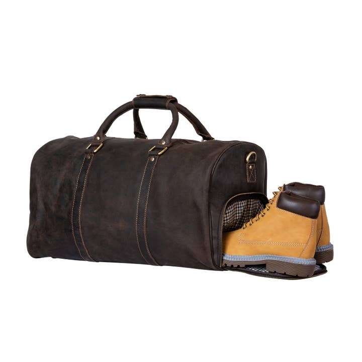 Greenwood Leather - Wholesale Weekender Bag - Unisex - Leather Overnight Bag Milan - Rugged Leather - Sandal
