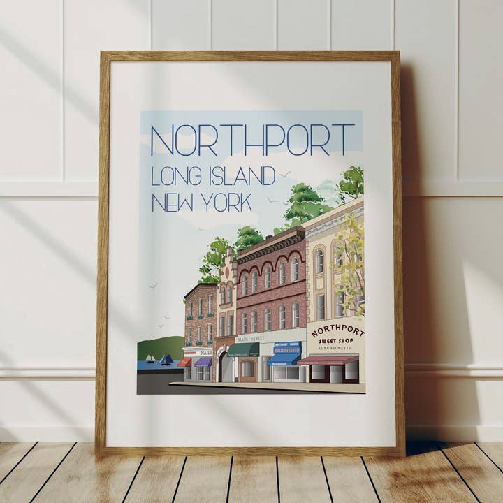 Long Island Travel Art Print - Northport voor wholesale door Fox Burrow Designs