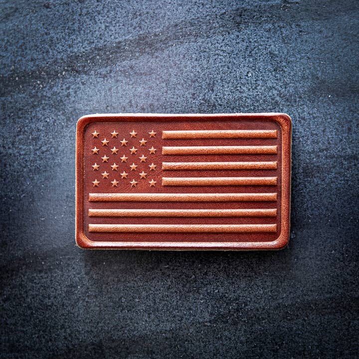 Sugarhouse Leather - Wholesale Magnet - American Flag Leather Magnet Block Style