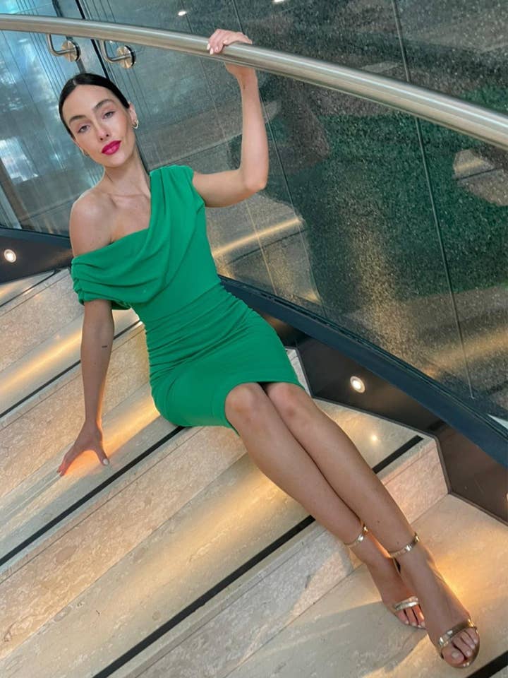 Atom Label - Wholesale Dress - Women's - SALE Janus dress in emerald green6