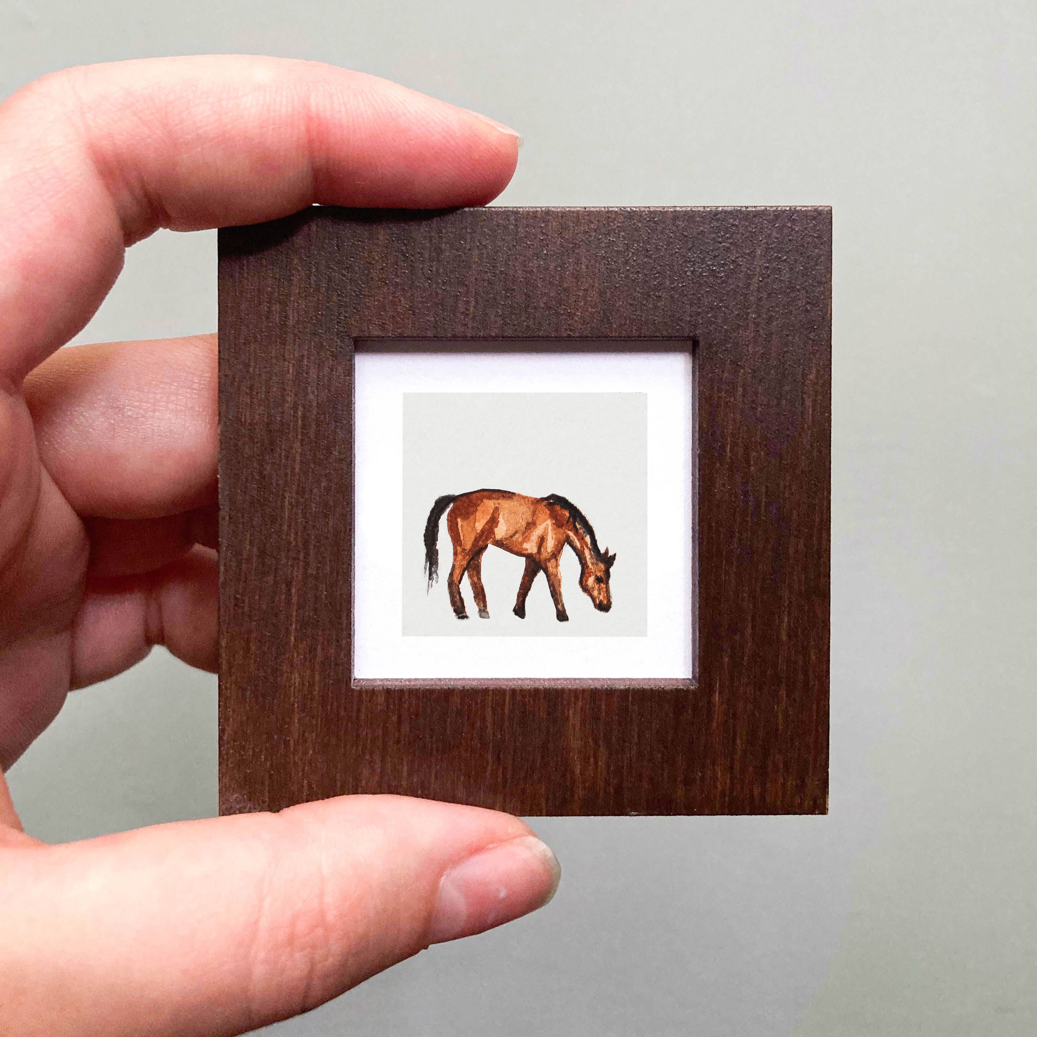 Mick's Art Goods - Wholesale Art Print - Mini 1" Horse Animal Tiny Watercolor Painting Art Print2