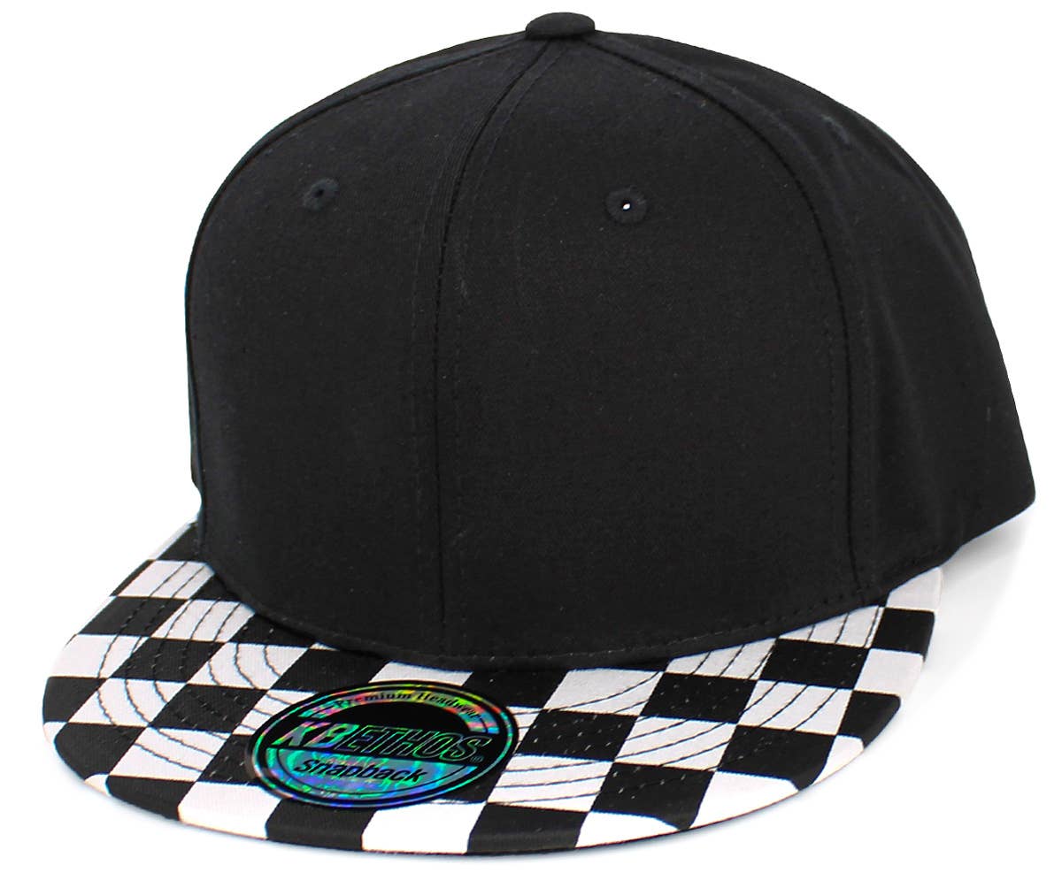 KBETHOS – wholesale Flat-brimmed cap – Unisex – Checkered Brim Snapback7