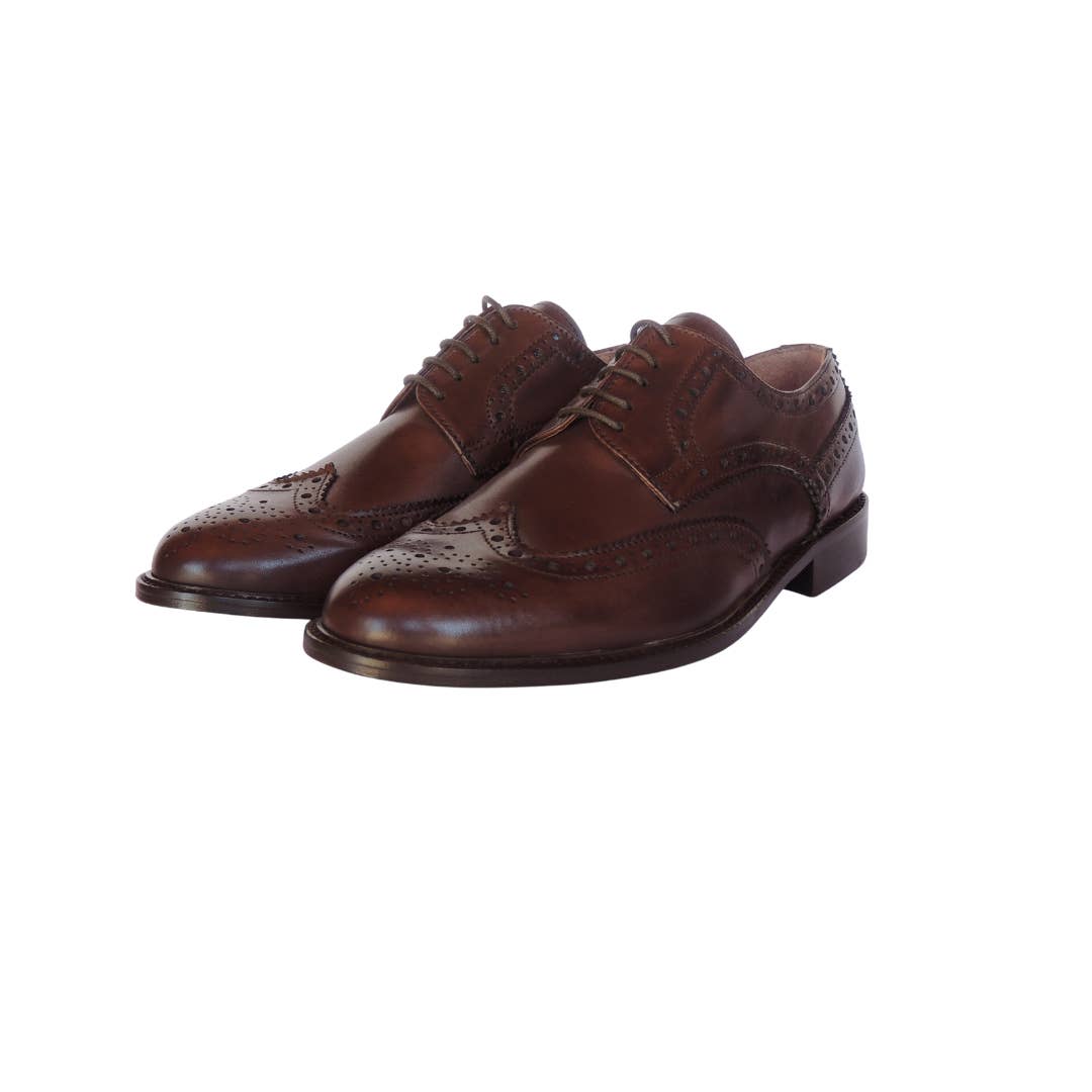 Marrone Derby brogue in vitello marrone morbido in vendita all'ingrosso su Faire