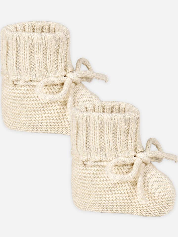 Knit Booties Heathered Natural for wholesale by Quincy Mae