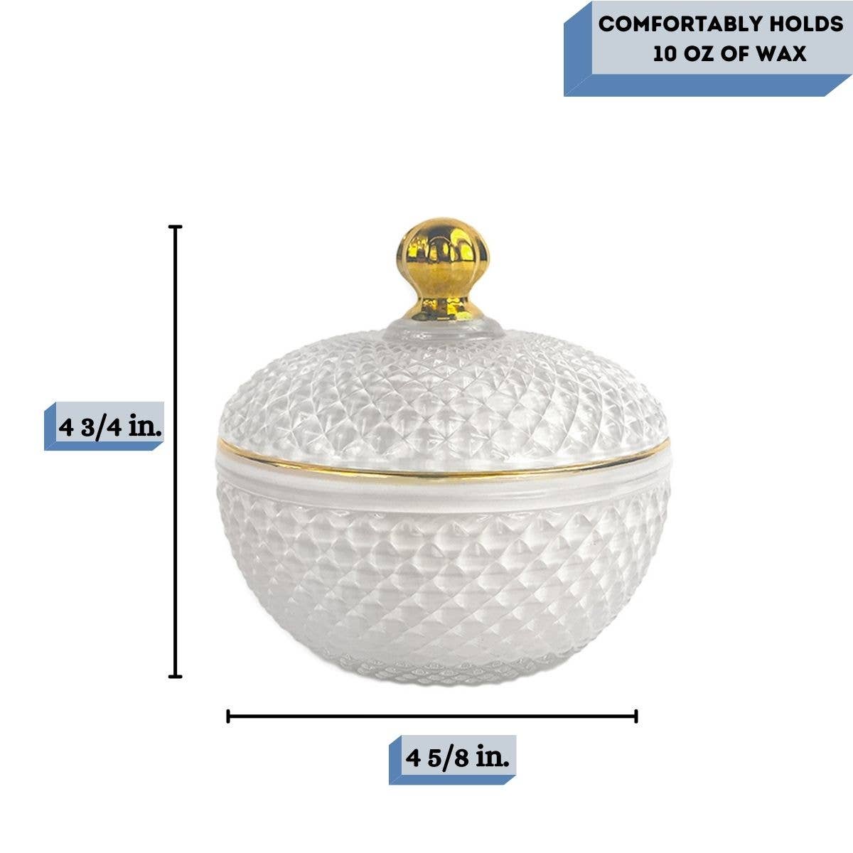 General Wax - Candle Making Supplies - Vente Bougeoirs - Grand verre à bougie de courtoisie blanc/doré de 10 oz1