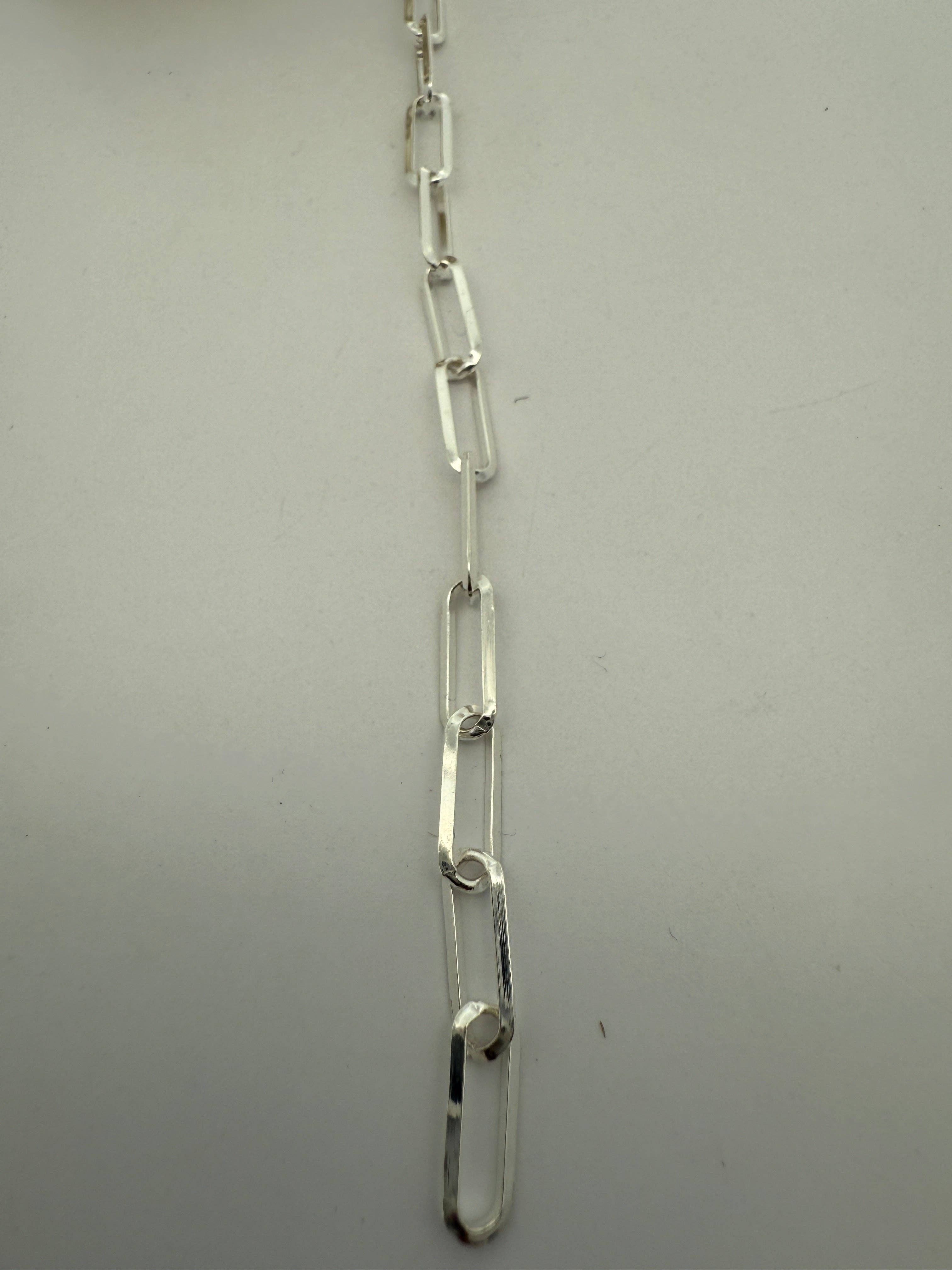Purity Beads - Wholesale Craft Supplies - Paperclip Chain Thick Paper Clip Sterling Solid  Silver Chain Rectangular Triangle Wire  1mm  Chain, Size 11.4mmX4.2mm | 1 Foot6