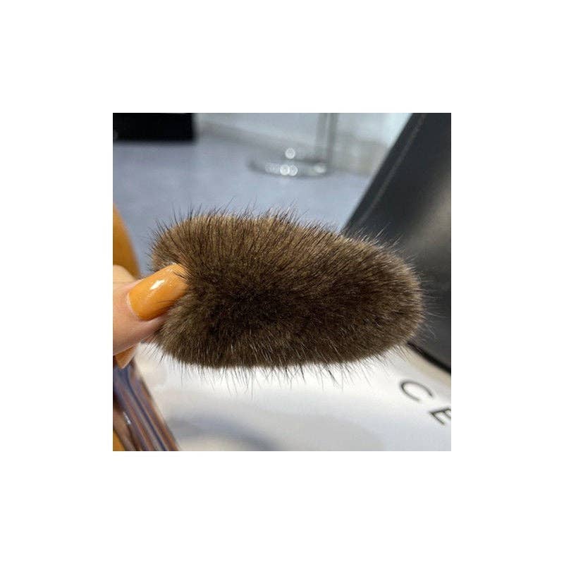 FurDecoration - Wholesale Hair Clip - Women's - Fluffy Mink Fur Hair Clip - Solid Color5