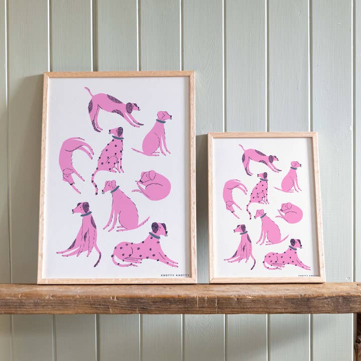 Cool Pups Pink – Art Print for wholesale by Knotty Knotty