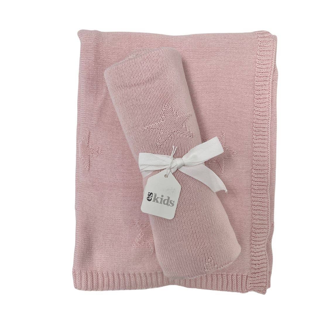 ES Kids - Wholesale Bedding blanket – Kids & Baby - Knitted Baby Blanket - Pink Star 70x100cm0