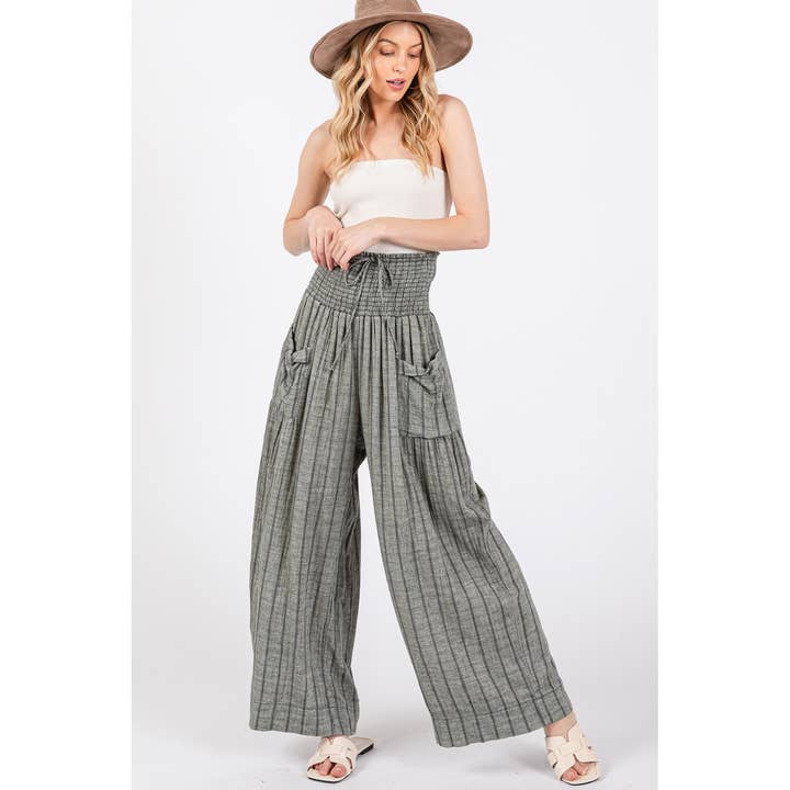 Sage + Fig - Vendita all'ingrosso Pantalone - Donna - PANTALONI BOHO IN GARZA DI COTONE A RIGHE E ARRICCIATI6