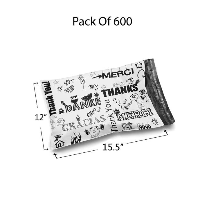 Radyan - Vente Enveloppe - Enveloppes de remerciement multilingues en polyéthylène, 12 x 15,5 cm2