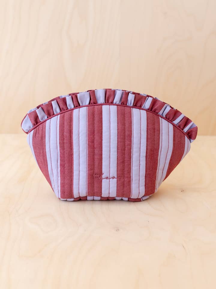 Cotton Wash Bag in Lilac Stripe for wholesale by TBCo