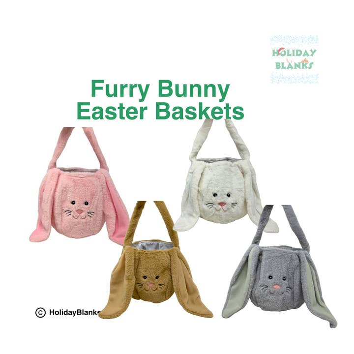 Holiday Blanks - Wholesale Basket - Kids & Baby - Furry Bunny Easter Egg Candy Basket Embroidery Blanks
