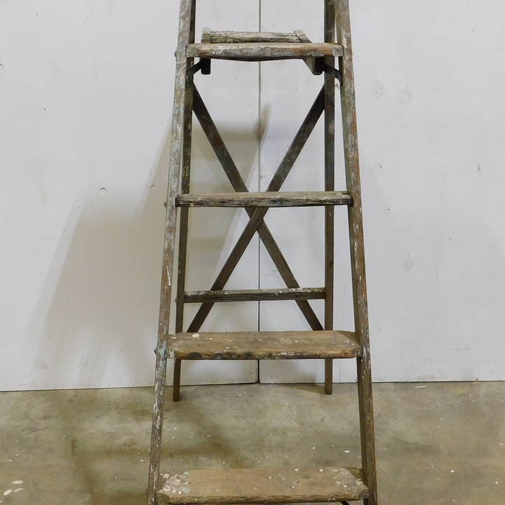 My Amigos Imports - Wholesale Free Standing Shelf - Vintage Wooden Ladder-#13-Great Display-19x36Dx57H inches4