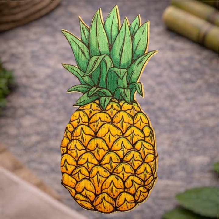 Autocollant vintage en bambou à l'ananas pour la vente par Bamboo Wood Stickers