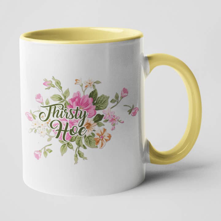 Thirsty Hoe Mug - Floral Delicate And Fancy for wholesale by Calm Down Caren