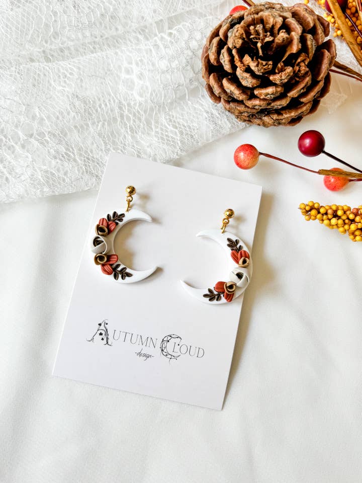 Autumnal Moon Dangle Earrings for wholesale by Autumn Cloud Design