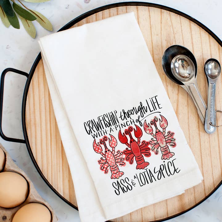 Crawfishin' Through Life Kitchen Towel for wholesale by Pelican Provision Co.