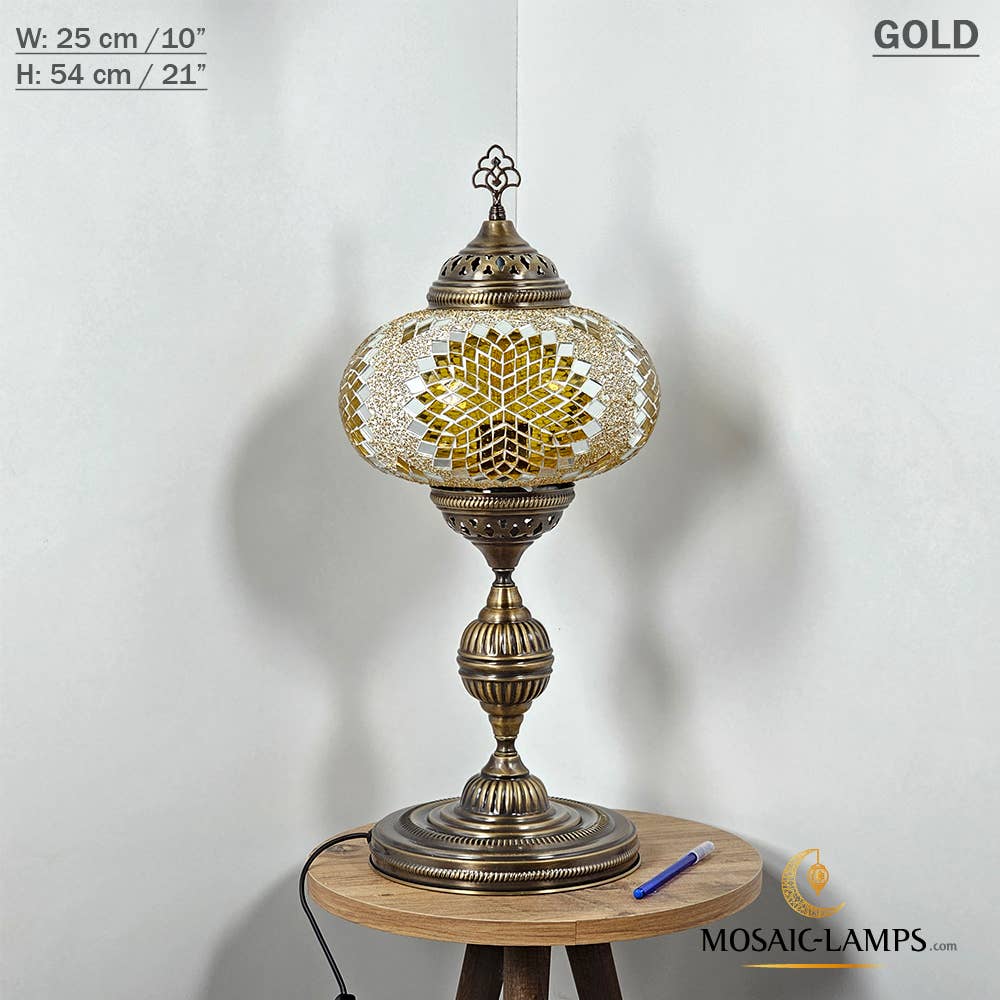 Mosaic Lamps - Wholesale Accent/Desk Lamp - 10+ Colors - Turkish Mosaic X Large Globe Table Lamp, Marrak20