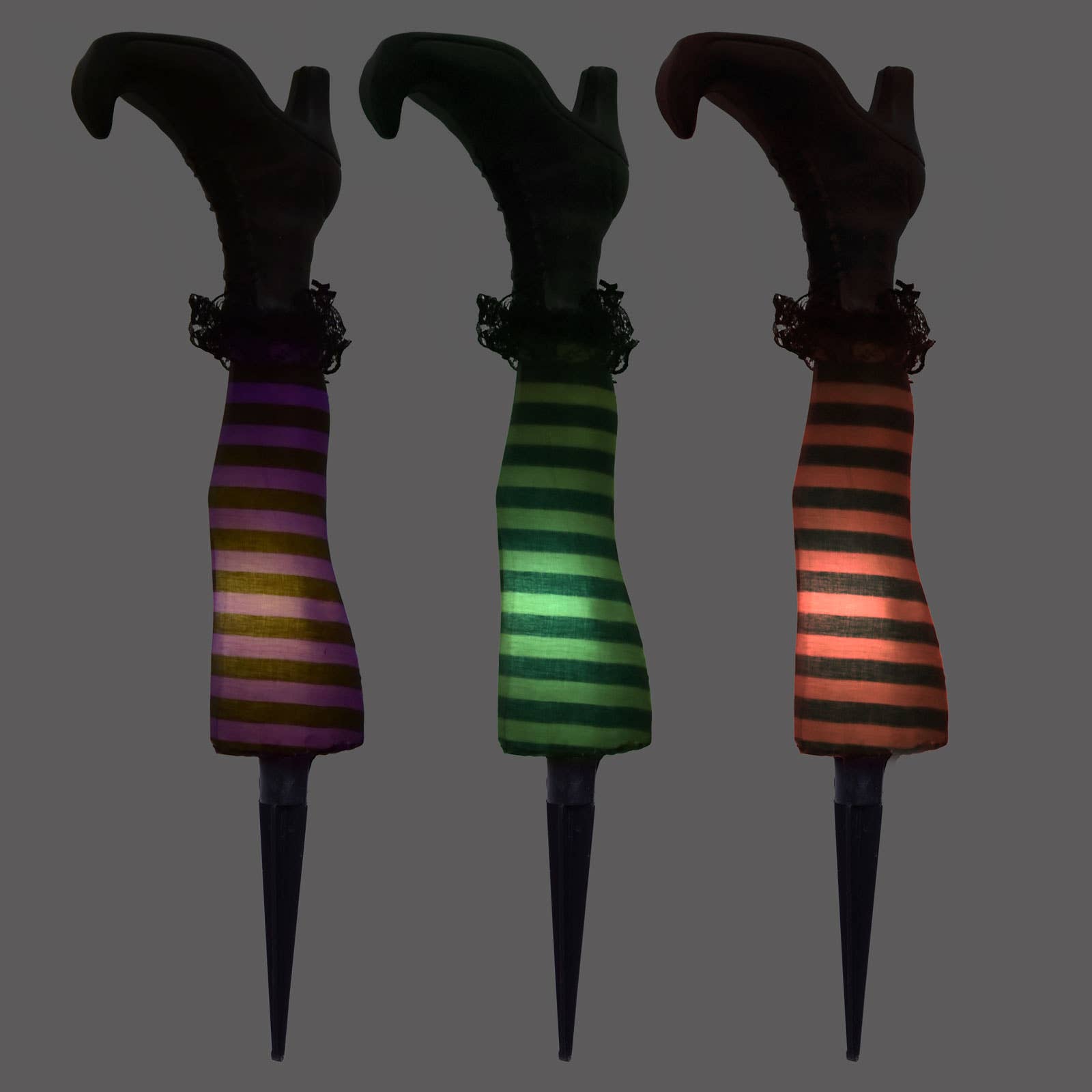 Fun Little Toys – wholesale Outdoor ornament/decor – 3 PCs Halloween Witch Leg Lights3