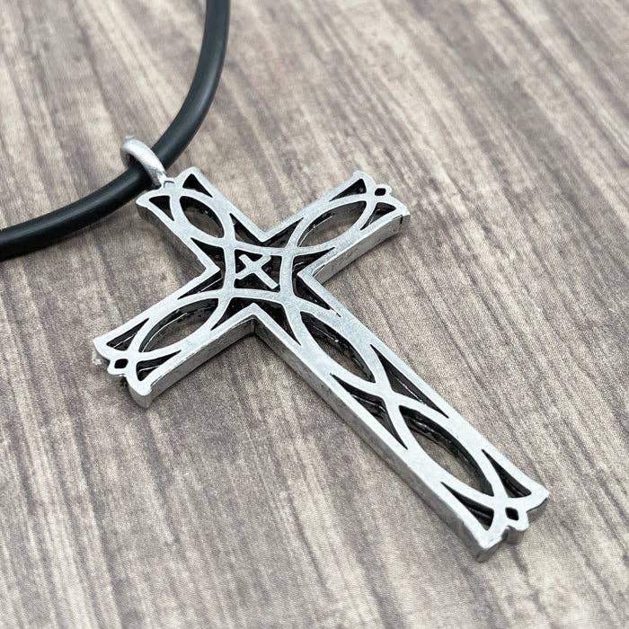 Forgiven Jewelry - Wholesale Pendant/Charm Necklace - Cross Ichthus Fish Antique Silver Necklace1