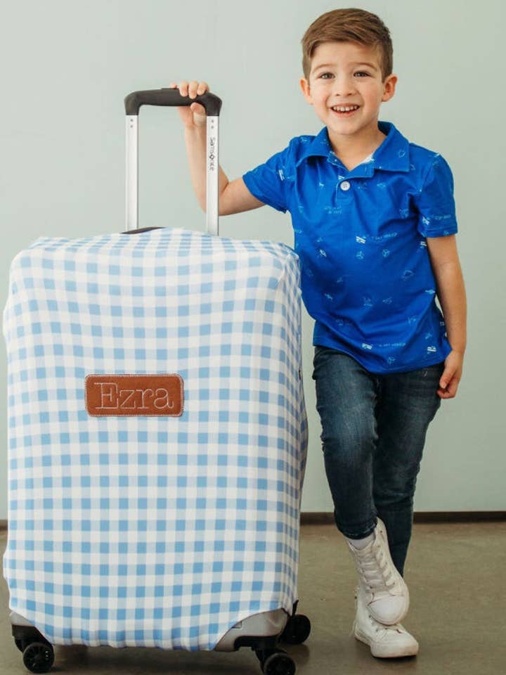 Bagageskydd - Blue Gingham för wholesale av Sugar Bee Clothing