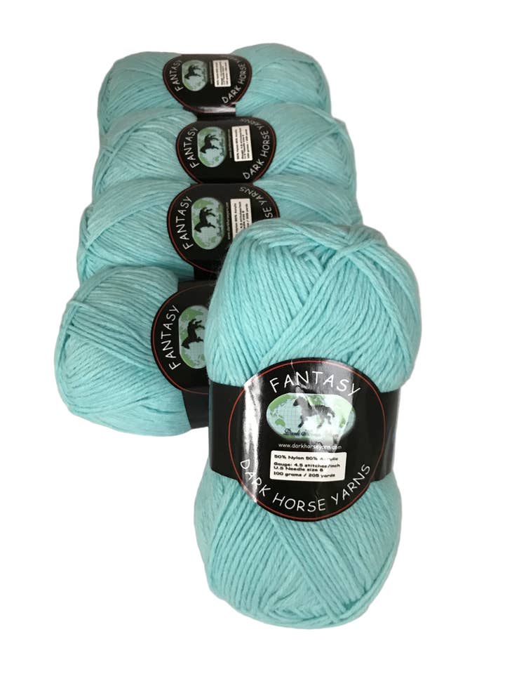 Dark Horse Yarns Fantasy #76 DL2102 Light Blue Nylon Acrylic Blend Yarn 100 Gram 205 Yards Skein for wholesale by Garmy Books