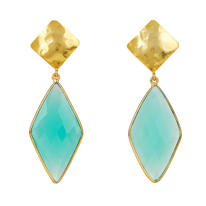 Gotas em forma de diamante de calcedona por atacado de Elyssa Bass Designs