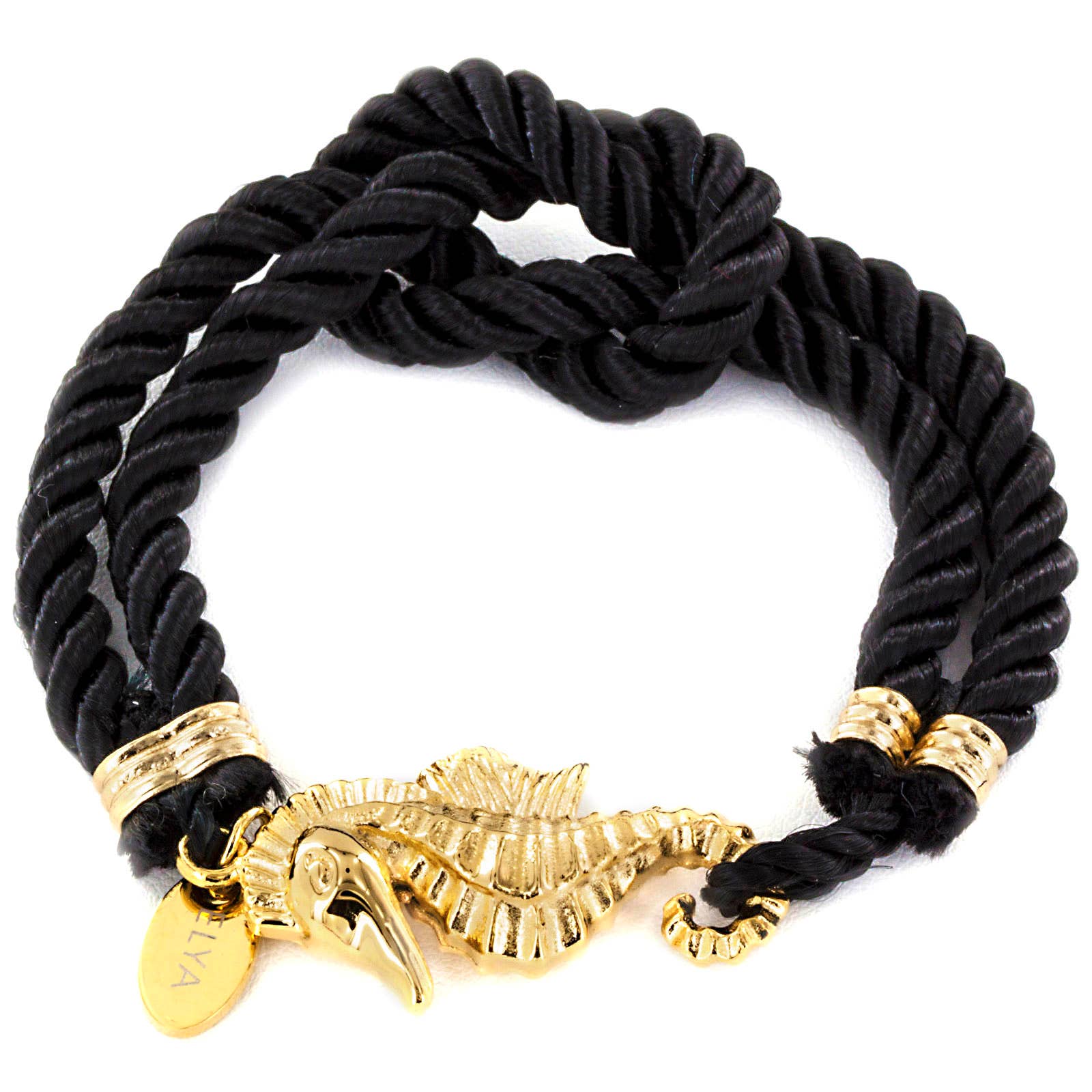 West Coast Jewelry - Wholesale Woven/Braided Bracelet - Black Nautical Knot Gold Plated Bracelet1
