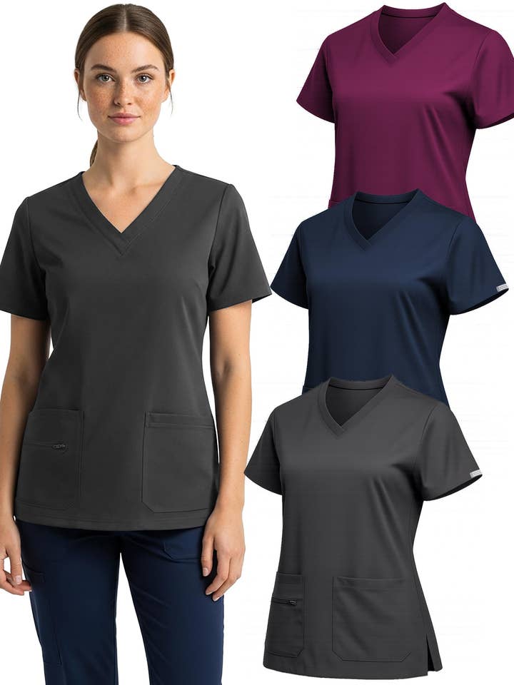 Blusa de Mujer de Pijama Médico con Cuello en V para venta al por mayor de I-Wear Brands