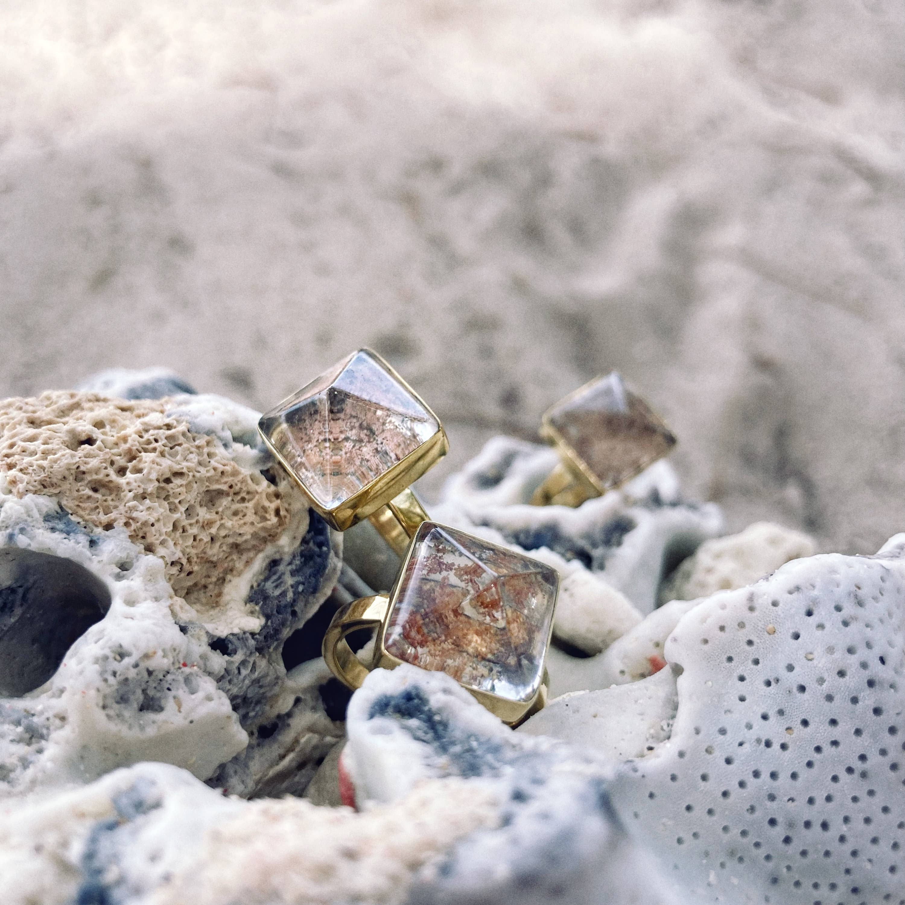 Bonisita - Wholesale Single Stone/Solitaire Ring -  Unique Pyramid Shape Garden Quartz Ring - Nickel Free Brass3