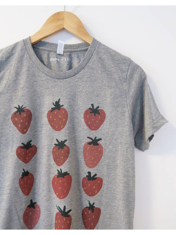 Strawberries, Rainbow Speckled T-Shirt for wholesale on Faire